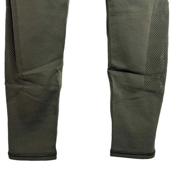 Lululemon Reveal Crop Dark Olive Green Mesh Panels Stretchy Leggings XS - Picture 6 of 13